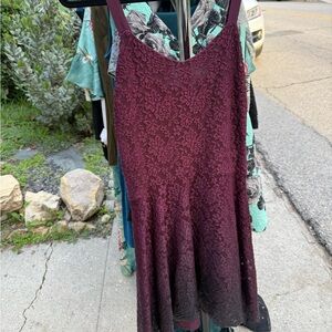 Free People Ombré Burgundy to Black Lace Dress